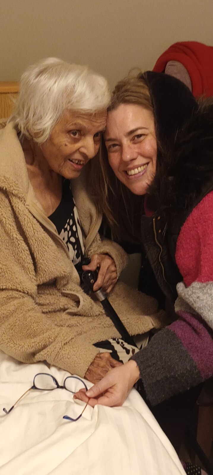 Surjit cheek to cheek with a loved one — treasured togetherness