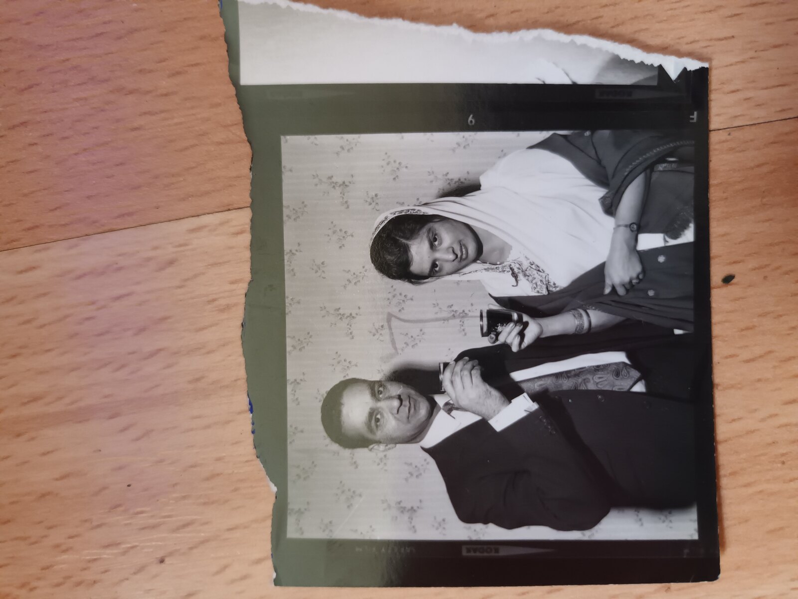 Surjit and her husband in a treasured black-and-white photograph from their younger years